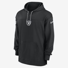 The Las Vegas Raiders Sideline Jersey Hoodie is built for performance with sweat-wicking technology and a soft polyester-cotton blend for a dry, comfortable game-day experience. Nike Sportswear Hoodie For Fan Gear, Nike Sportswear Hoodie For Fans, Nike Fleece Activewear For Sports Events, Nike Fleece Moisture-wicking Hoodie, Nike Team-colored Hoodie For Sports Season, Nike Functional Sweatshirt For Sports Season, Functional Fleece Sweatshirt For Sports Season, Nike Sports Season Fan Gear Hoodie, Nike Sports Fan Apparel Sweatshirt