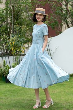 Embrace the vibrant essence of summer in this exquisite fit and flare dress crafted from luxurious blue embroidered linen. 🌼 

SKU 5204 
Link in bio 

#summerstyle #linenlove #embroiderydetails #chiclook #womenswear #Xiaolizihandmade Fitted Linen Dress With Floral Embroidery For Summer, Elegant Linen Embroidered Dress For Spring, Elegant Summer Linen Dress With Floral Embroidery, Elegant Spring Embroidered Linen Dress, Elegant Embroidered Linen Dress For Spring, Light Blue Linen Dress For Spring, Spring Linen A-line Dresses, Spring Linen Dress With Embroidered Hem, Fitted Blue Linen Dress For Spring