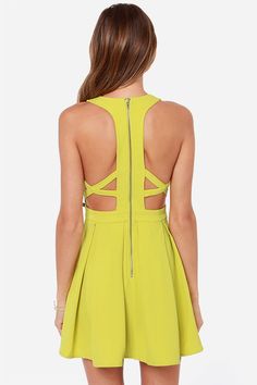 LULUS Exclusive Bright On Point Chartreuse Dressat Lulus.com! Chartreuse Dress, Backless Formal Dresses, Envy Clothing, Dresses For Special Occasions, Backless Dresses, Neon Dresses, Back Dresses, Dress Fitted, Open Back Dresses