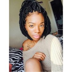 Super cute short braid style. Switch up your look even after installing braids! Hair Braids Black, Short Braid, Pixie Braids, Natural Hair Bob, Braids Short, Short Box Braids, Braids Styles