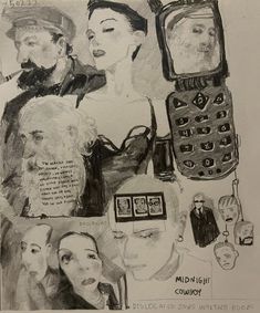 a drawing of some people with cell phones