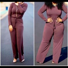 New!!! Jumpsuit Stretchy Material Color: Dark Brown Xl Casual Purple Jumpsuits And Rompers For Night Out, Tie Dye Sweats, Black Spaghetti Strap, Graphic Leggings, Tan Pants, Gap Fit, One Clothing, Athletic Leggings, Pink Leggings