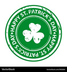 happy st patrick's day stamp with shamrocks