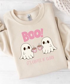 Cute Ghost Coffee Sweatshirt - Cozy Halloween Crewneck for Coffee Friends, Boo Sweatshirt, Retro Style,Boo Sweatshirt, Halloween Sweatshirt, Boo Sweatshirt, Cozy Halloween, Friends Coffee, Retro Coffee, Coffee Sweatshirt, Autumn Night