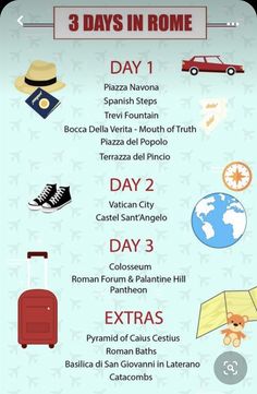 a poster with different things to do in rome