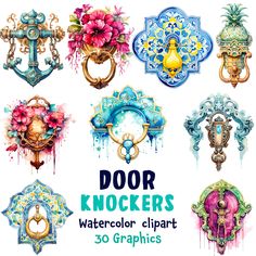 watercolor clipart door knockers