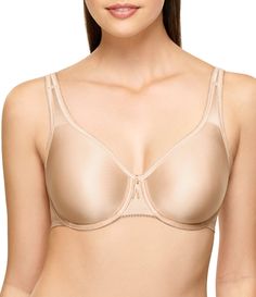 From Wacoal&#x2C; the Basic Beauty Body Suede Full-Busted Underwire Bra features:Bodysuede® fabric feels sleek and smooth on the bodyunlined&#x2C; two-ply stretch nylon cupstailored neckline and smooth cups give smooth shape under t-shirts or sweaterssupportive&#x2C; close-set&#x2C; fully-adjustable straps that stay on your shouldersseamless&#x2C; full coverage underwire brainner slings for great supporthook-and-eye back closur Elegant Full Coverage Soft Touch Bra, Elegant Full Cup Bra With Soft Touch, Elegant Full Cup Soft Touch Bra, Elegant Smoothing Fitted Bra, Elegant Full Coverage Micro-elastic Bra, Elegant Full Coverage Smoothing Bra, Elegant Solid Bra With Medium Bust Support, Elegant Solid Color Bra With Medium Bust Support, Elegant Contoured Seamless Bra