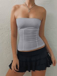 Y2K Sleeveless Patchwork Camisole Top Paneled Solid Color Bandeau Top - AnotherChill Elegant Tank Tops, Dirndl Outfit, Summer Club, Corset Tops, Bandeau Tops, Strapless Corset, Corset Crop Top, Summer White, Mini Robes