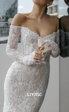 1 new message Off Shoulder Wedding Dresses, Off Shoulder Wedding Dress, Lace Wedding Dress With Sleeves, Pretty Wedding Dresses, Dream Wedding Ideas Dresses, Long Sleeve Wedding, Wedding Dress Sleeves, Dreamy Wedding, Elegant Wedding Dress