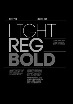 a black and white poster with the words light reg bold