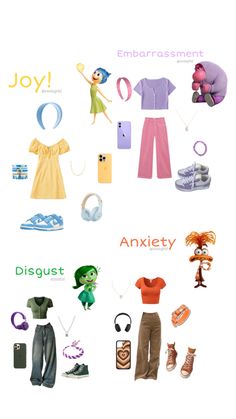 #insideout2 #outfits #outfit #shirt #pants #shoes #accessories Disney Princess Inspired Outfits, Inside Out Costume, Disney Character Outfits, Disney Characters Costumes, Disney Trip Outfits, Princess Inspired Outfits, Inside Out Characters, Disney Themed Outfits