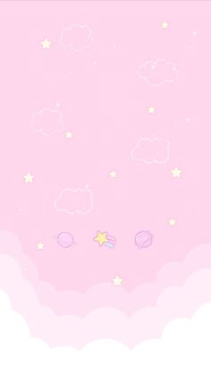 a pink background with stars and clouds