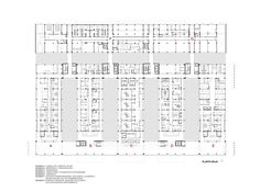 the floor plan for an office building with multiple floors and several rooms, all in different sections