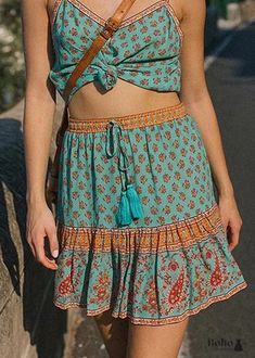 Boho Short Flowy Skirt Cora - Boho Dress Official Short Flowy Skirt, Beach Blouse, Skirts Short, Bohemian Skirt, Boho Skirt, Summer Fashion Dresses, Floral Mini Skirt, Boho Skirts, Summer Blouses