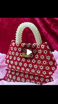 a handbag made out of beads and pearls