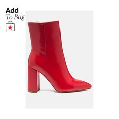 in stock Red Heeled Boots With Reinforced Heel For Winter, Winter Red Heeled Boots With Reinforced Heel, Red Ankle-high Winter Heels, Red Ankle-high Heels For Winter, Winter Red Ankle-high Heels, Winter Red Pointed Toe Heels, Chic Red Winter Boots, Elegant Red Heeled Boots For Spring, Red Heeled Boots With Round Toe For Spring