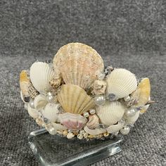 *Custom Women’s Seashell Mermaid Crown Handmade Seashell Crown. Crown Is Made With Real Seashells, Faux Pearl & Rhinestone. Smoke And Pet Free Home Shell Crown, Maleficent Horns, Seashell Mermaid, Shell Crowns, Seashell Crown, Crown Handmade, Black Hair Clips, Horn Headband, Mermaid Crown