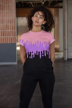 "This t-shirt features a vivid, all-over print inspired by dripping slime! These shirts are a relaxed unisex shirt in standard men's sizing. Cut-and-sew manufacturing means no white spots as found typical sublimation shirts, for a smooth overall print. The material is a very soft and breathable polyester. ☆ Find more streetwear apparel in our shop here: https://www.etsy.com/shop/gesshokudesigns Measurements ------Sizing in inches------ S || Chest Width* 18\" || Length 28\" M || Chest Width* 20\" Streetwear Cotton Tops With Paint Splatter, Cotton Paint Splatter Tops For Streetwear, Casual Paint Splatter T-shirt For Streetwear, Casual T-shirt With Paint Splatter For Streetwear, Graphic Tee With Paint Splatter And Crew Neck, Paint Splatter Graphic Tee With Crew Neck, Pastel Goth Short Sleeve T-shirt For Streetwear, Streetwear Paint Splatter Graphic Tee, Graphic Tee With Paint Splatter For Streetwear