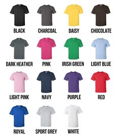 men's t - shirts in different colors and sizes with the words dark, pink, green, purple, black, white