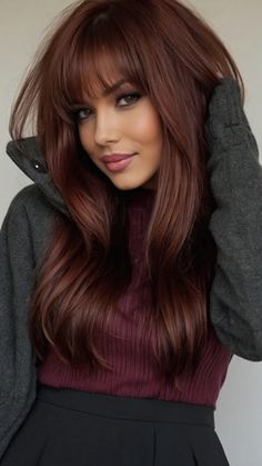 Cherry Cola Hair Color Bliss: 15 Inspiring Ideas for a Sweet New Look - pulsepathlife.com Brown Hair For Pale Skin Brown Eyes, Hair Colour Ideas For Indian Skin Tone, Hair Color For Latinas Skin, Hair Color For Brown Skin Tone, Short Cherry Cola Hair, Hair Color Indian Skin Tone, Light Brown Hair With Red Tint, Cherry Cola Hair Color Formula, Cherry Hair Aesthetic