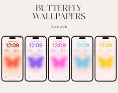 the butterfly wallpapers pack is shown in four different colors