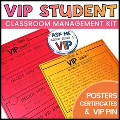 a poster with some writing on it and an image of a student's classroom management kit