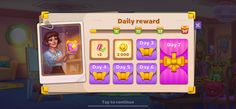 an image of a game screen showing the daily reward