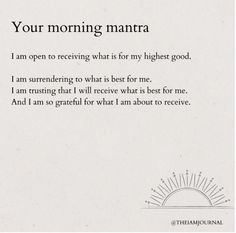 a card with the words, your morning mantra