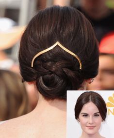 Michelle Dockery's Accessorized Low Bun Updo For Short Hair, Updos For Short Hair, Chic Short Hair, Michelle Dockery, Ombré Hair, Low Bun, Short Hair Updo, Girl Short Hair, Hair Envy