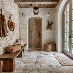 40 Mudrooms: Blending Rustic Simplicity with the Elegance of French Country Fairytale Style Home, Cobblestone Mudroom, Italian Style Entryway, Rustic French Country Kitchen Design, French Vintage Interior, French Country Mudroom Ideas, Tuscan Entryway Ideas, French Mudroom, French Country Mood Board