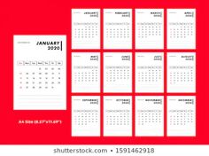 a calendar for january and december with the month starting from monday to sunday, on a red background