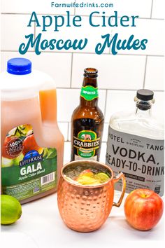 the ingredients to make apple cider moscow mules