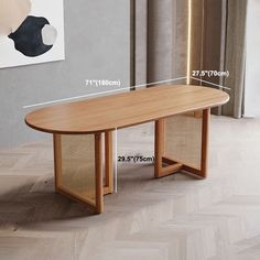 a table with measurements for the top and bottom half, in front of a window