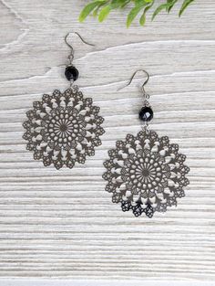 "These beautiful filigree Snow earrings are beautiful and well made. Hypoallergic Stainless steel ear wires.  These unique earrings are lightweight and will be a perfect addition to any outfit! Filigree earrings dimension. Length 2.5\" width 1.75\" Drop length with wire hook 3\" Enjoy free shipping to the US when you spend $35+ at this shop. Please feel free to message me with any questions you may have. I would love the opportunity to help you get exactly what you are looking for. Click on the link below if you'd like to see all of the earrings in my shop! https://www.etsy.com/shop/Sumaqblessing  S O C I A L * M E D I A For more pictures and behind the scenes of my handmade designs. Follow me on Instagram and Facebook  Instagram: Sumaqblelssing Facebook: Sumaqblessing design"