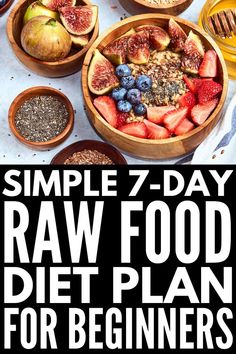 an image of a raw food diet plan for beginners that includes fruits and grains