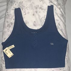 Brand New Aero Top Wear To Gym To Work Out Or Sports And Summer Time Casual Blue Tank Top For Sports, Casual Ribbed Workout Top, Casual Ribbed Top For Workout, Sporty Navy Tops For Everyday, Sporty Blue Tank Top For Loungewear, Casual Ribbed Tank Top For Sports, Sporty Blue Top For Everyday, Sporty Blue Tops For Everyday, Blue Ribbed Sporty Tops