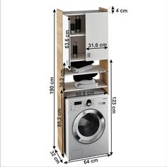 an image of a washer and dryer with measurements