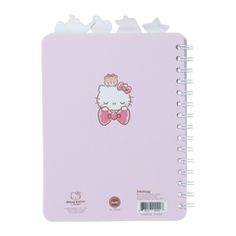 a notebook with an image of a hello kitty on the front and back cover in pink