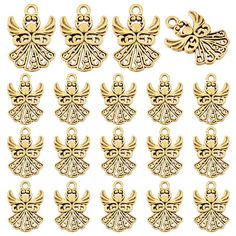 20mm gold plated metal charms with filigrees and leaves on each side