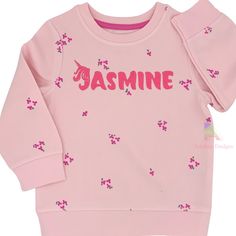 Toddler personalized sweatshirt Stay comfy and in style with this personalized embroidered sweatshirt, perfect for play dates and beyond. Cute Long Sleeve T-shirt With Embroidered Text, Pink Long Sleeve Cotton Sweater, Pink Sweatshirt With Ribbed Cuffs And Crew Neck, Pink Crew Neck Sweatshirt With Ribbed Cuffs, Pink Crew Neck Sweats For Spring, Pink Long Sleeve Sweatshirt With Ribbed Cuffs, Pink Long Sleeve Hoodie With Embroidered Text, Pink Cotton Hoodie Sweatshirt, Pink Cotton Hoodie Top