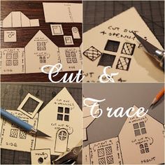 cut and trace paper houses with scissors