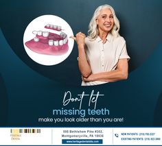 Dentures come in complete and partial types, removable and customized to suit your requirements. It helps maintain your youthful, natural features. Book your visit at Heritage Dental today. #dentures #HeritageDental #Montgomeryville #PA Holistic Dentistry, Partial Dentures, Dentist Doctor, Aesthetic Dentistry, Implant Dentistry