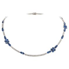 The Following Item we are offering is this Rare Important Radiant 18KT Gold Gorgeous Glittering and Sparkling Magnificent Fancy Cut Sapphires and Diamond Necklace. Necklace contains approx 17CTS of Beautiful Fancy Sapphires and Diamonds!!! Stones are Very Clean and Extremely Fine!!! This Gorgeous Necklace is a Rare Sample New with Tags Original Price $28,500.00 Comes New With Tags from a Private Manufacturer that sold to Important Five Star Hotel and Fine Jewelry Stores. A Rare Breathtaking Mast Sapphire Jewelry Set, Sapphire Diamond Necklace, Fancy Sapphire, Daisy Mae, Jewelry Designing, Gem Jewelry, Blue Sapphire Diamond, Five Star Hotel, Star Hotel