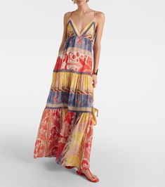 Printed cotton and silk maxi dress in multicoloured - Etro | Mytheresa Chic Winter Coat, Long Slip Dress, Silk Maxi, Silk Print Dress, Cotton Maxi, Maxi Dress Cotton, Silk Maxi Dress, Midi Shirt Dress, White Shirt Dress