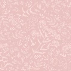 a pink wallpaper with white flowers and leaves on the top right hand corner is a light pink background