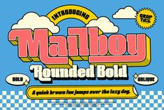 the front cover of malboy rounded bold font on a blue and white checkered background