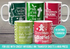 coffee mugs with christmas sayings on them for use with cricut ink transfer sheets