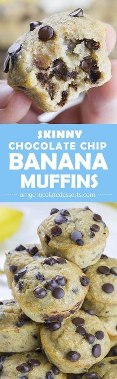 Chocolate Chip Banana Muffins, Easy And Healthy Breakfast, Banana Split Dessert, Healthy Breakfast Recipe, Banana Muffin Recipe, Chocolate Chip Banana, Banana Chocolate Chip Muffins, Banana Chocolate Chip, Chocolate Chip Muffins