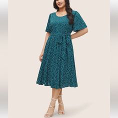 B26 Body Size Bust:50-53.9" Waist:44.1-48" Hip:53.9-57.9" Product Length:47.6" Fabric Composition: 100% Rayon Flowy Polka Dot Midi Dress, Crew Neck Dress, Crewneck Dress, Body Size, Flutter Sleeve, Neck Dress, Polka Dot, Colorful Dresses, Polka Dots