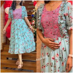 Kurtha Models, Long Floral Gown, Mom Daughter Matching Dresses, Feeding Dresses, Baby Dress Embroidery, Kurtis Design, Neck Patterns, Indian Dresses For Women, Stylish Kurtis